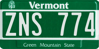 VT license plate ZNS774