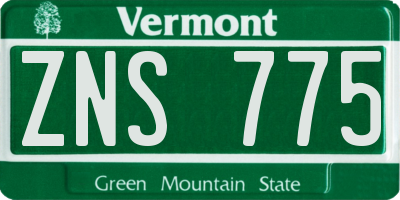 VT license plate ZNS775