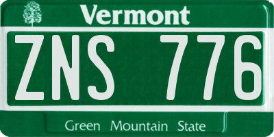 VT license plate ZNS776