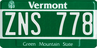 VT license plate ZNS778