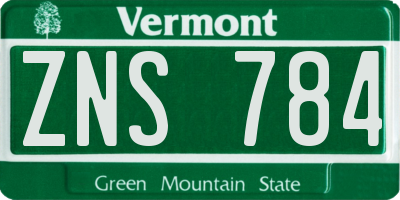 VT license plate ZNS784