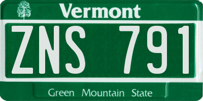 VT license plate ZNS791