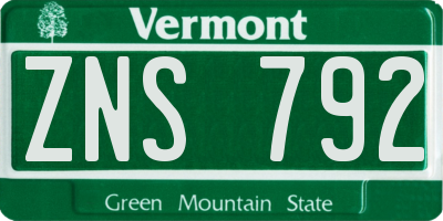 VT license plate ZNS792
