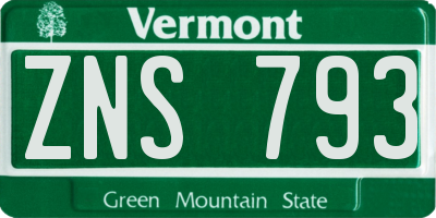 VT license plate ZNS793