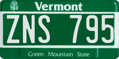 VT license plate ZNS795