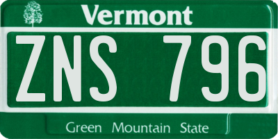 VT license plate ZNS796