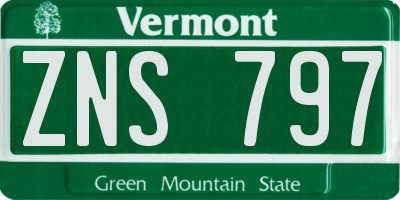 VT license plate ZNS797