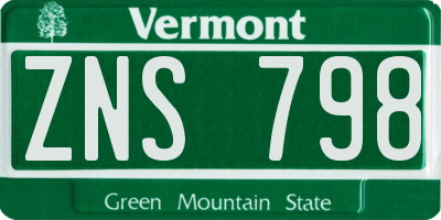 VT license plate ZNS798
