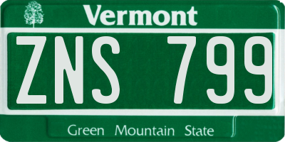 VT license plate ZNS799