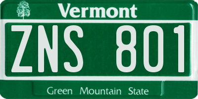 VT license plate ZNS801