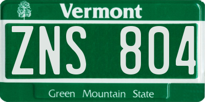 VT license plate ZNS804