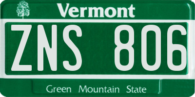 VT license plate ZNS806