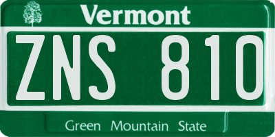 VT license plate ZNS810
