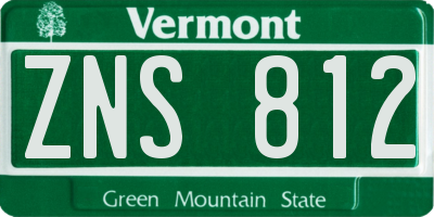 VT license plate ZNS812