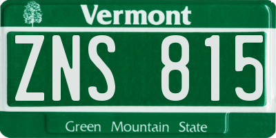 VT license plate ZNS815