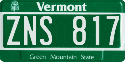 VT license plate ZNS817