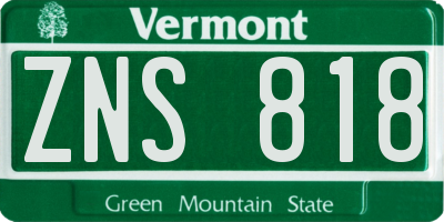 VT license plate ZNS818