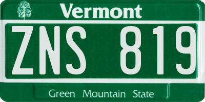 VT license plate ZNS819
