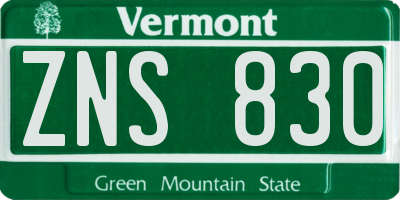 VT license plate ZNS830