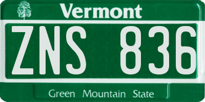 VT license plate ZNS836