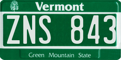 VT license plate ZNS843