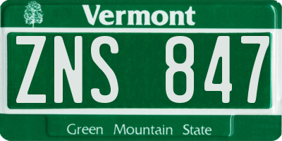 VT license plate ZNS847