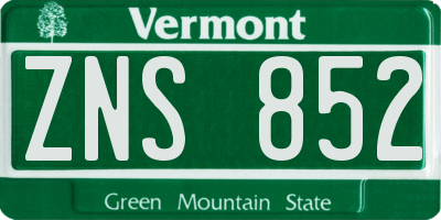 VT license plate ZNS852