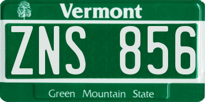 VT license plate ZNS856