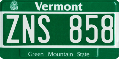 VT license plate ZNS858