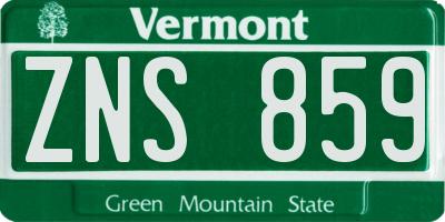 VT license plate ZNS859
