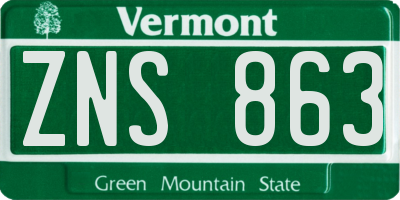 VT license plate ZNS863