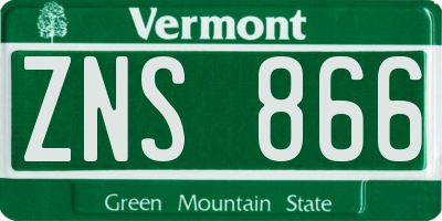 VT license plate ZNS866