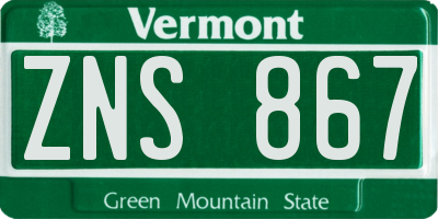 VT license plate ZNS867