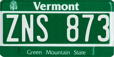 VT license plate ZNS873