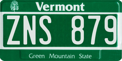 VT license plate ZNS879