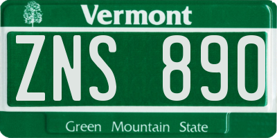 VT license plate ZNS890