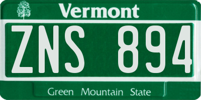 VT license plate ZNS894
