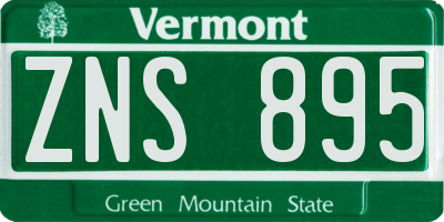 VT license plate ZNS895