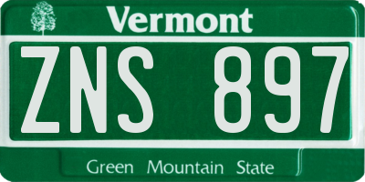 VT license plate ZNS897