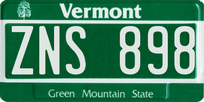 VT license plate ZNS898