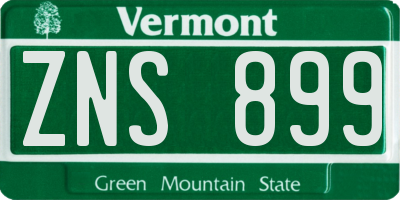 VT license plate ZNS899