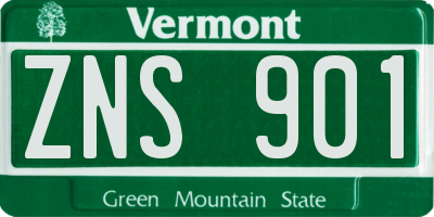 VT license plate ZNS901