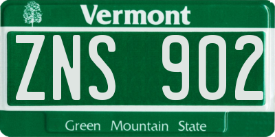 VT license plate ZNS902