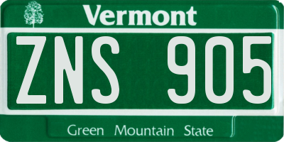 VT license plate ZNS905