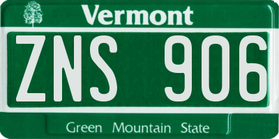 VT license plate ZNS906
