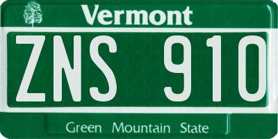 VT license plate ZNS910