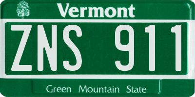 VT license plate ZNS911