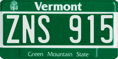 VT license plate ZNS915