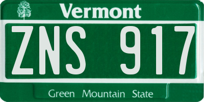 VT license plate ZNS917