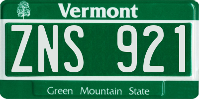 VT license plate ZNS921